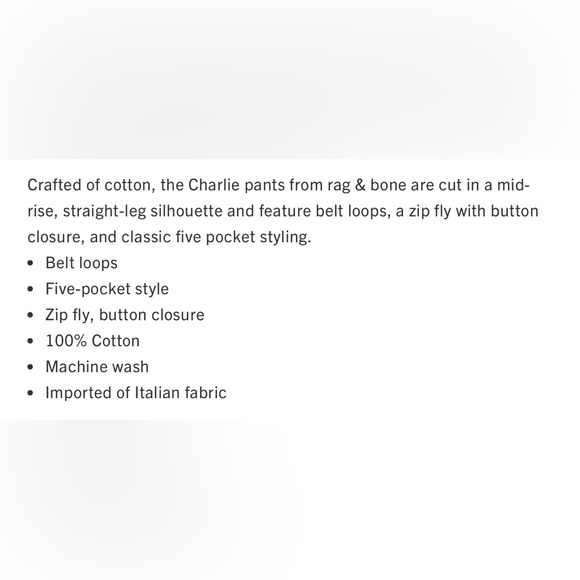 rag & bone Charlie Pant in color Ivory - Picture 7 of 13